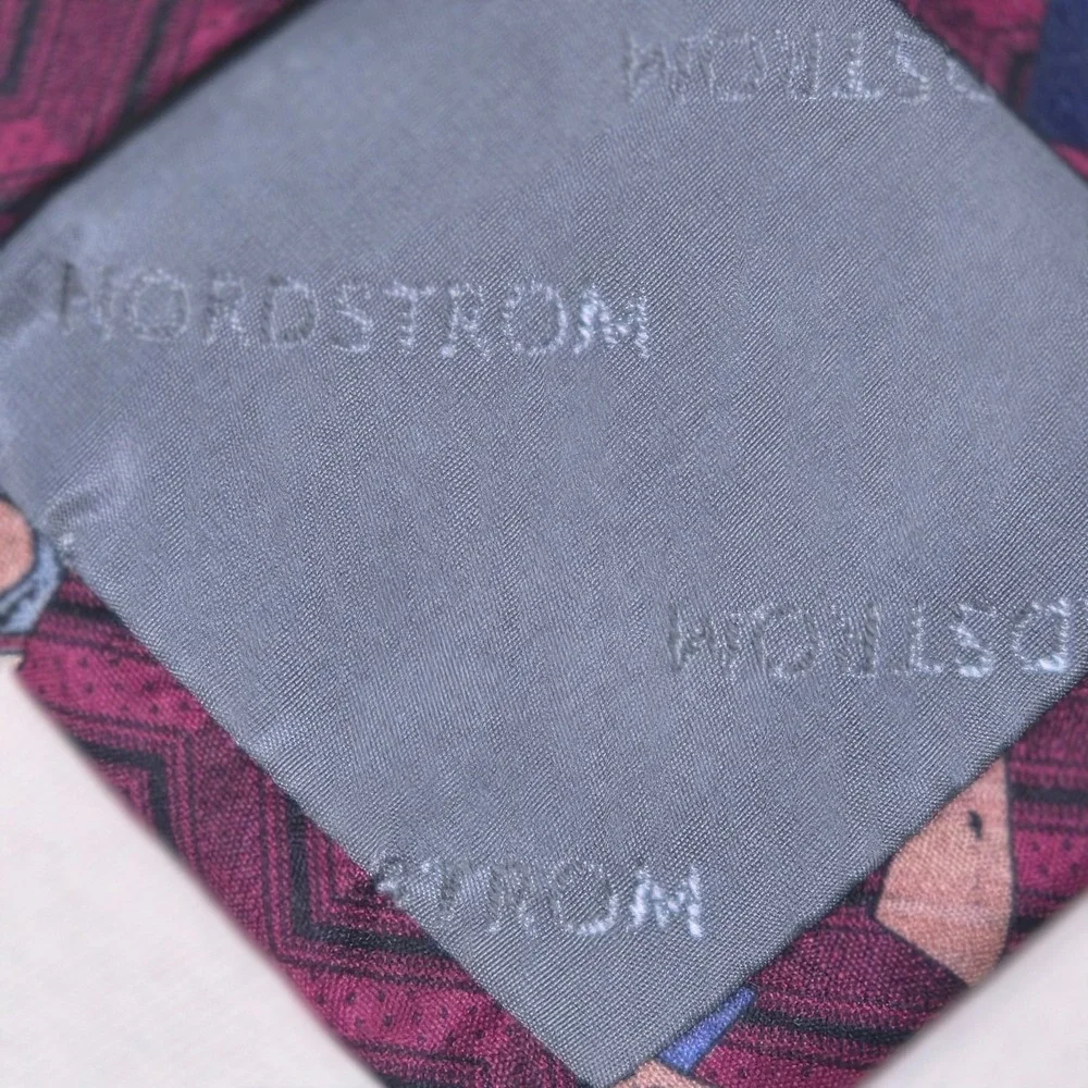 Robert Talbott Nordstrom Silk Tie Abstract Art‎ Geometric Burgundy USA Necktie